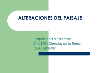 ALTERACIONES DEL PAISAJE   Raquel Morilla Palomino 2º A BTO, Ciencias de la Tierra. Curso 2008/09 