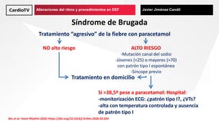 Alteraciones del ritmo y procedimientos en EEF Javier Jiménez Candil
Síndrome de Brugada
Tratamiento “agresivo” de la fieb...