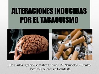 ALTERACIONES INDUCIDAS
POR EL TABAQUISMO
Dr. Carlos Ignacio Gonzalez Andrade R2 Neumologia Centro
Medico Nacional de Occidente
 