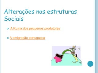 Alterações nas estruturas
Sociais
   A Ruína dos pequenos produtores

   A emigração portuguesa
 