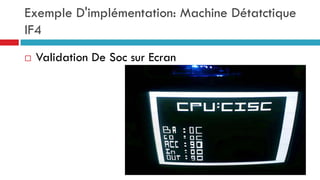 Exemple D'implémentation: Machine Détatctique
IF4
   Validation De Soc sur Ecran
 