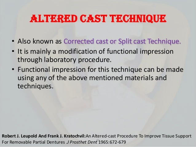 altered casts technique altered cast technique
