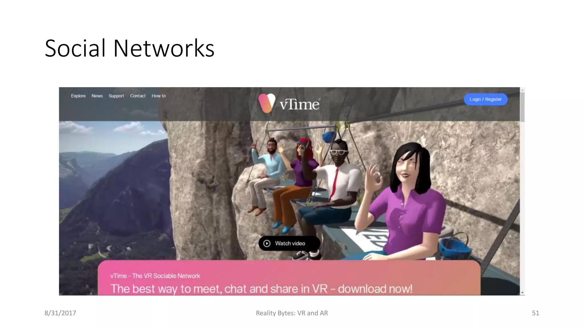 Social Networks
8/31/2017 Reality Bytes: VR and AR 51
 