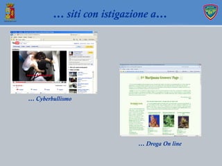 … Droga On line
… Cyberbullismo
… siti con istigazione a…
 
