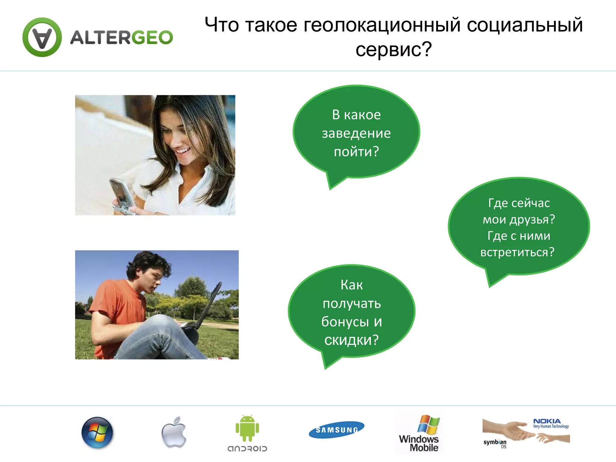 Что такое геолокационный социальный сервис? В какое заведение пойти? Где сейчас мои друзья? Где с ними встретиться? Как получать бонусы и скидки ?