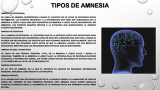 Amnesia Infatil Comprehensive Overview of Amnesia: Types, Diagnosis, and Treatment | PPTX