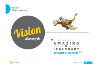 VISION
What we want to be

Proﬁle	
  Overview	
  

10

 