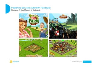 Publishing Services (Altermyth Pandawa)
Overseas & Local Games in Indonesia

Proﬁle	
  Overview	
  

7

 