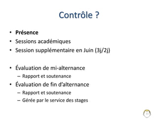 Absences en entreprise
prévues par la calendrier
• Activités de cohésion
• TOEIC
• Forums
• Révisions
• Examens
11
Bien prévenir son tuteur !!!
EMARGEMENT
OBLIGATOIRE
 