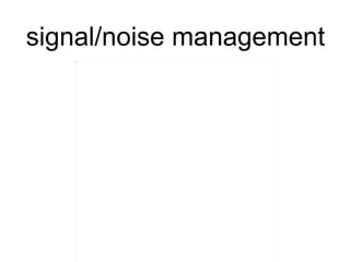 signal/noise management 