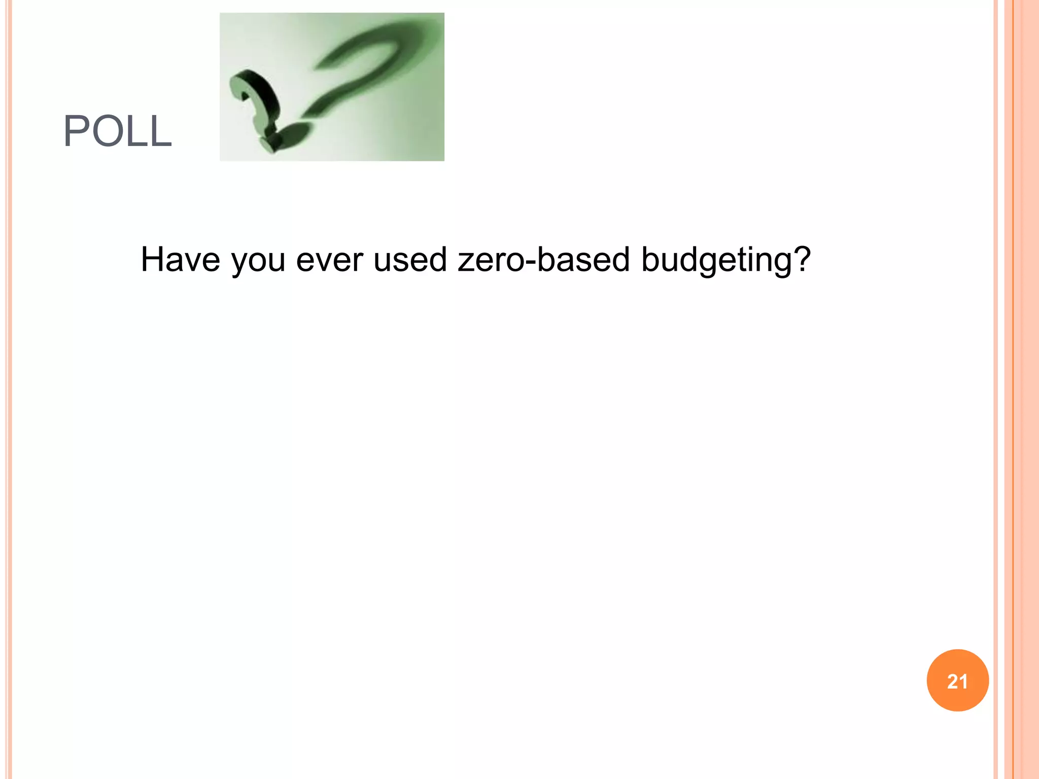 POLL
Have you ever used zero-based budgeting?
21
 