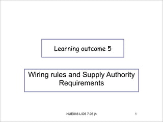 Learning outcome 5



Wiring rules and Supply Authority
          Requirements



           NUE046 L/O5 7.05 jh      1