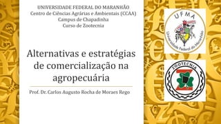 Alternativas e estratégias
de comercialização na
agropecuária
Prof. Dr. Carlos Augusto Rocha de Moraes Rego
UNIVERSIDADE FEDERAL DO MARANHÃO
Centro de Ciências Agrárias e Ambientais (CCAA)
Campus de Chapadinha
Curso de Zootecnia
 