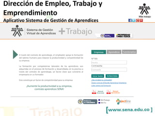 Dirección de Empleo, Trabajo y
Emprendimiento
Aplicativo Sistema de Gestión de Aprendices
 
