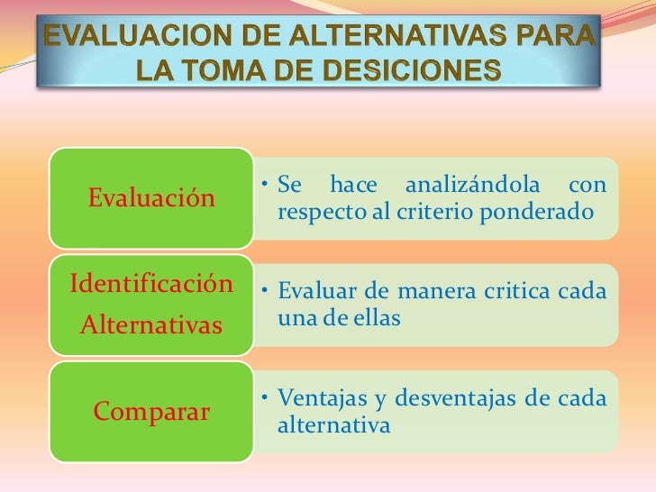 Alternativas para la toma de decisiones