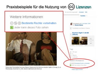 Praxisbeispiele für die Nutzung von  Lizenzen CC 