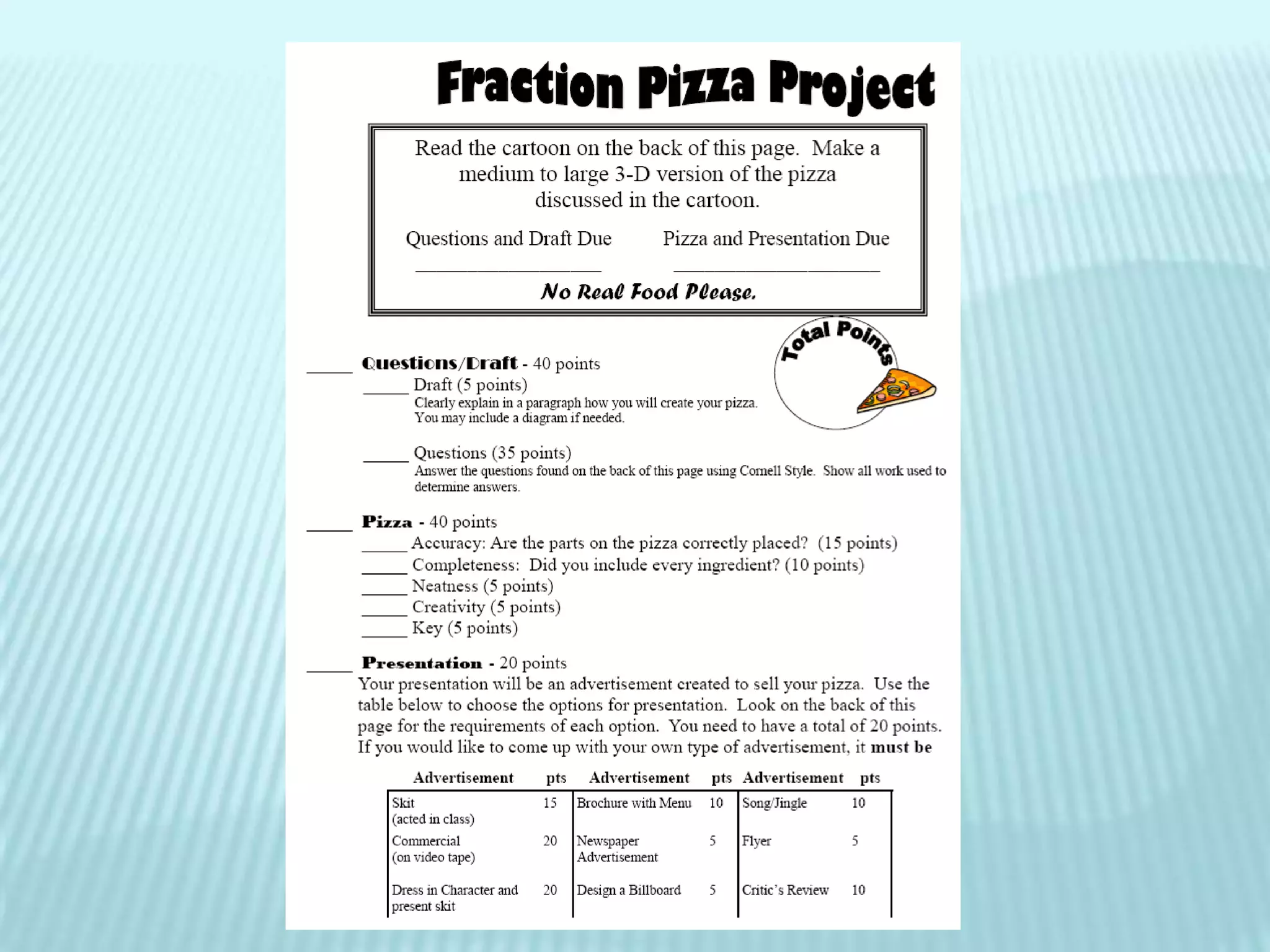 What Kind of Assessments Do We Need in Mathematics?We need mathematics assessment that:Matches the ideal curriculum described in such documents as the California Mathematics Framework and the NCTM Standards in both what is taught and how it is experienced, with thoughtful questions that allow for thoughtful responses. 