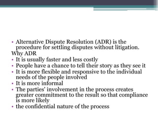 ALTERNATIVE DISPUTE RESOLUTION METHODS BY ARSHAD NAWAZ KHAN | PDF