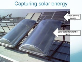 Solar electric
panels
Solar collectors for hot
water
Capturing solar energy
 