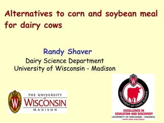 Alternatives to corn and soybean meal for dairy cows Randy Shaver Dairy Science Department University of Wisconsin - Madison 