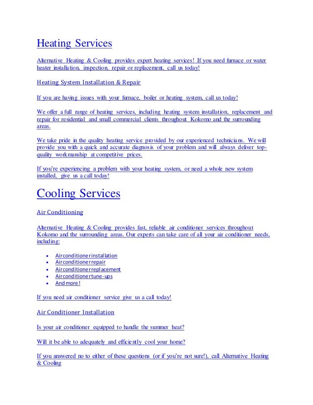 Cooling & Heating Services, Water Heaters, AC Replacement and HVAC Contractor Kokomo IN.