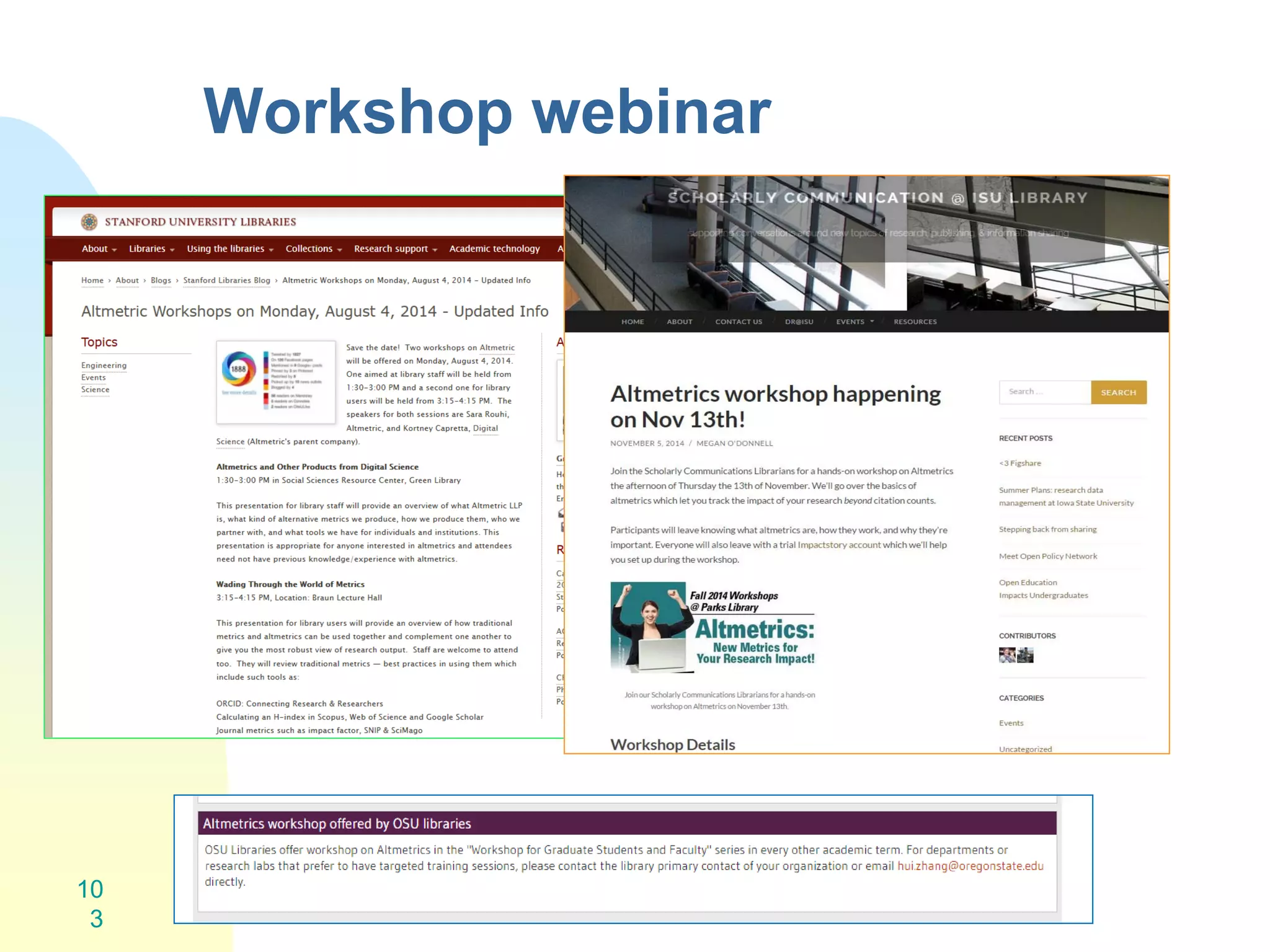 Workshop webinar
10
3
 