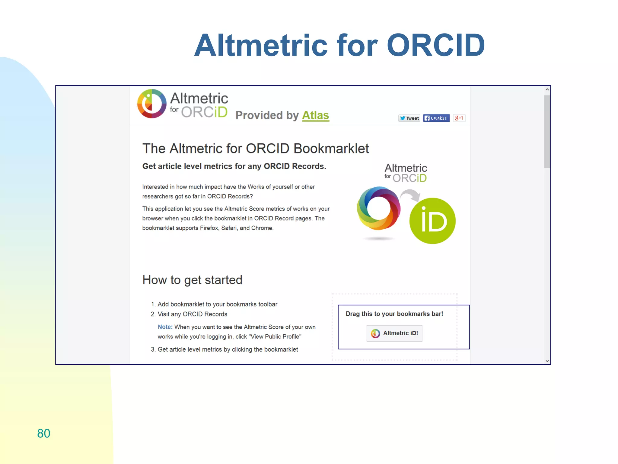 Altmetric for ORCID
80
 