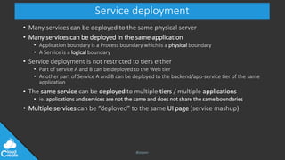 @jeppec
Service deployment
• Many services can be deployed to the same physical server
• Many services can be deployed in ...