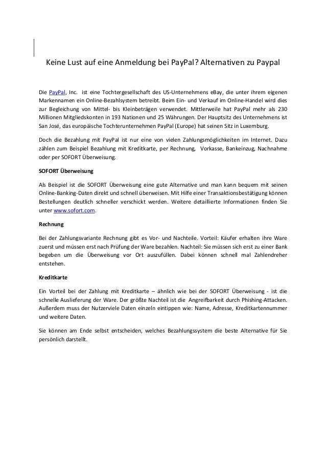 Alternativen Zu Pay Pal