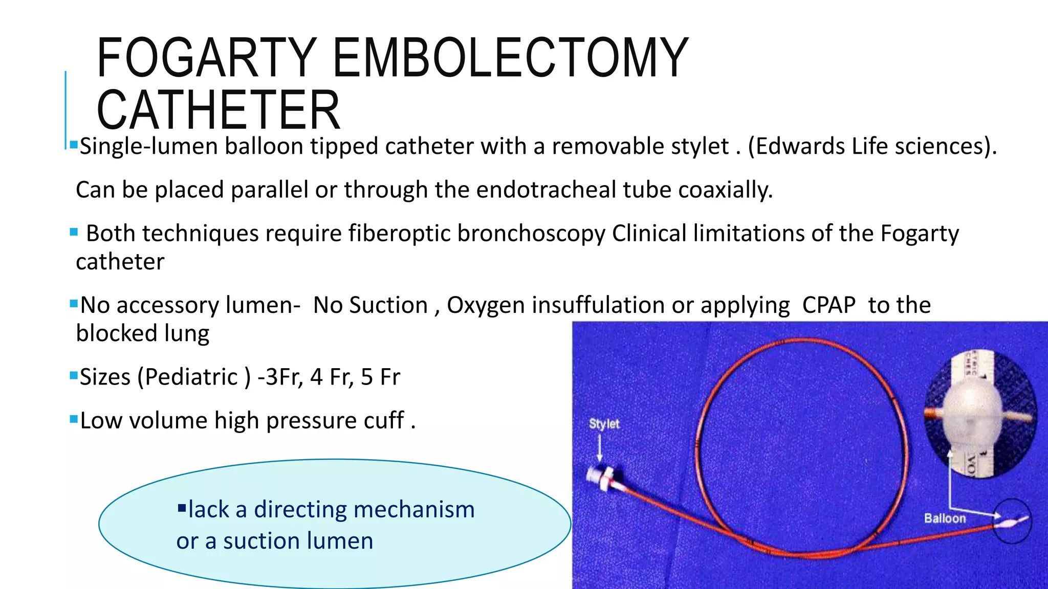 ALTERNATIVES TO Double Lumen Tubes IN ONE LUNG VENTILATION pptx