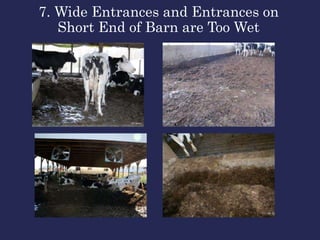 7. Wide Entrances and Entrances on
Short End of Barn are Too Wet
 