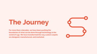 The Journey
For more than 2 decades, we have been pushing the
boundaries of what can be done through technology in the
world of rugs. We have transformed the way custom carpets
are designed, manufactured, and marketed.
 