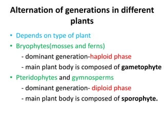 Moss Generations Alternation of generation in archegoniates | PPTX