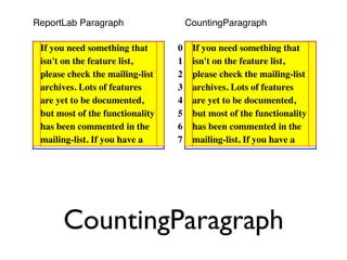 Python Reportlab Paragraph Style ReportLab Paragraphs Reloaded-EuroPython 2008 | PDF