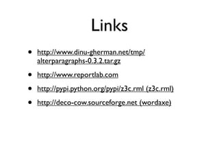 Python Reportlab Paragraph Style ReportLab Paragraphs Reloaded-EuroPython 2008 | PDF