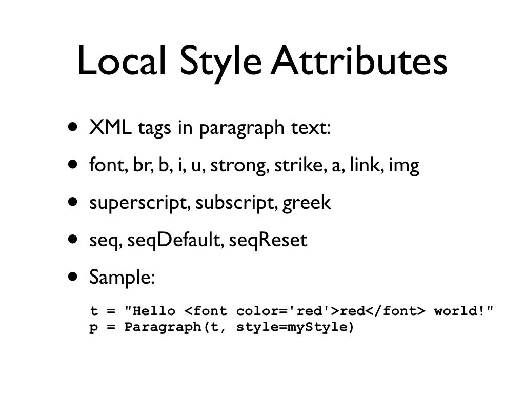 ReportLab Paragraphs Reloaded EuroPython 2008