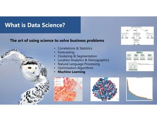 © Copyright 2018 – Keyrus 11
What is Data Science?
• Correlations & Statistics
• Forecasting
• Clustering & Segmentation
• Location Analytics & Demographics
• Natural Language Processing
• Optimization Algorithms
• Machine Learning
The art of using science to solve business problems
 