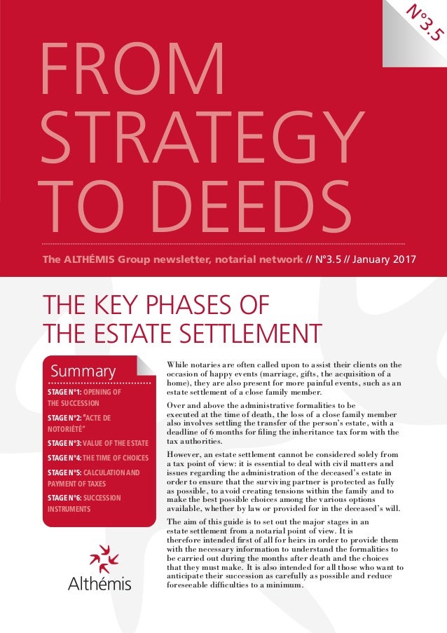 The key phases of the estate settlement