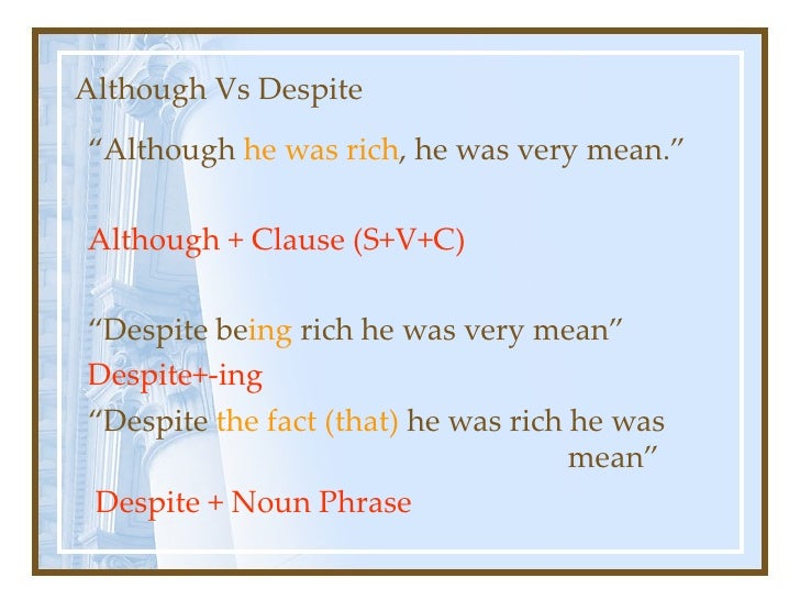 Although However Despite Although However Despite