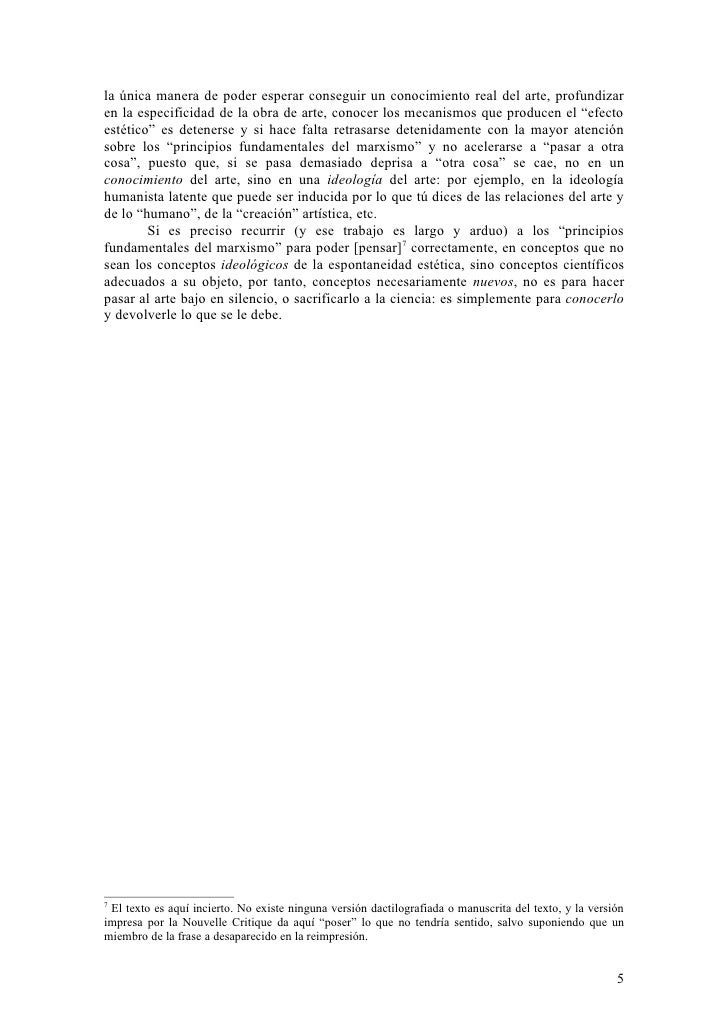 Althusser carta conocimiento arte