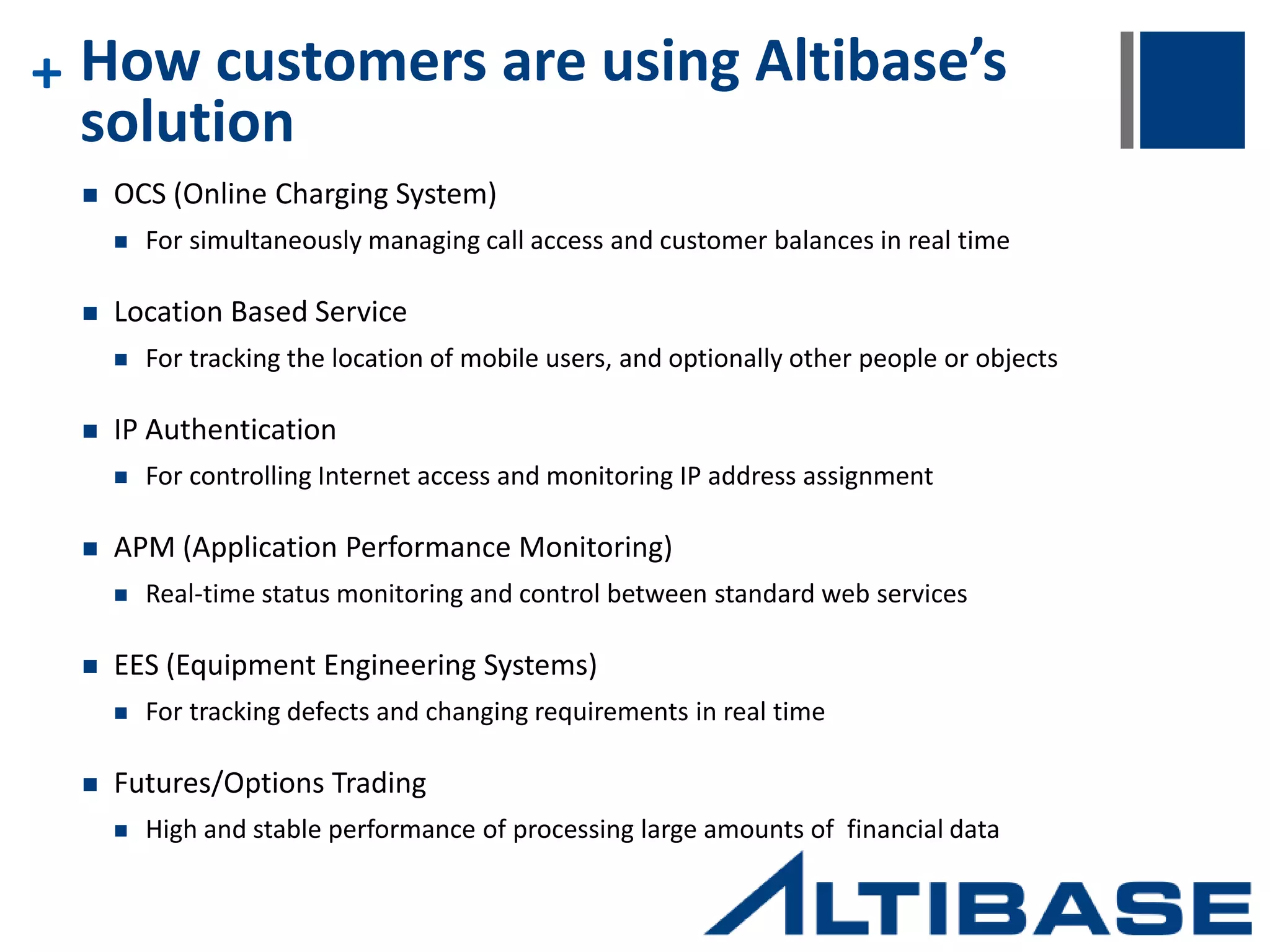 + Persistent In-Memory Database  Persistent and Durable In-Memory DBMS  Full ACID support for all database transactions  Atomicity  Consistency  Isolation  Durability  Durability is achieved via use of transaction logs and checkpoint images  Fully Recoverable  Multiple Durability Levels to control a balance between performance and durability  No Durability  Relaxed Durability  Enhanced Durability  Strict Durability Connectivity Application Application Transactional Log Checkpoint 