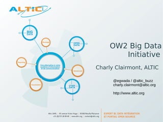 OW2 Big Data 
Initiative 
Charly Clairmont, ALTIC 
@egwada / @altic_buzz 
charly.clairmont@altic.org 
http://www.altic.org 
 