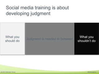 Social media training is about
       developing judgment



      What you                                            Wha...
