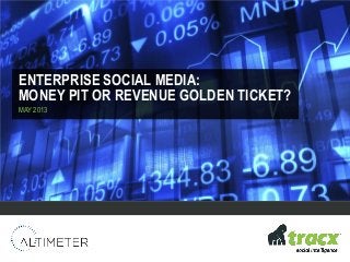 ENTERPRISE SOCIAL MEDIA:
MONEY PIT OR REVENUE GOLDEN TICKET?
MAY 2013
 