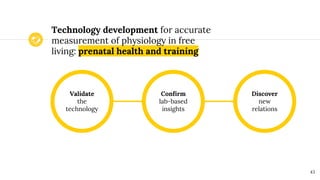 Technology development for accurate
measurement of physiology in free
living: prenatal health and training
Validate
the
te...