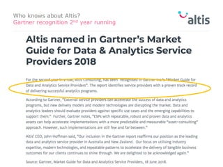 Who knows about Altis?
Gartner recognition 2nd year running
 