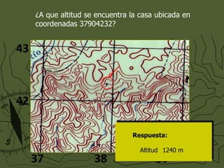 ¿A que altitud se encuentra la casa ubicada en coordenadas 37904232? Respuesta: Altitud  1240 m 37 38 39 42 43 