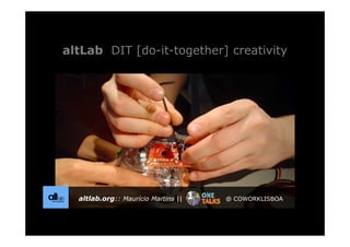 altLab DIT [do-it-together] creativity




  altlab.org:: Maurício Martins ||   @ COWORKLISBOA
 