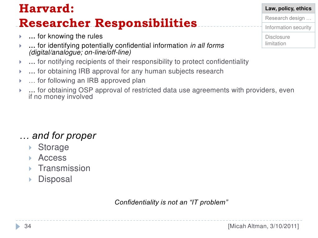 Managing Confidential Information in Research