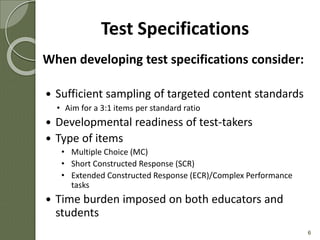 Test Construction and Specifications.... | PPT